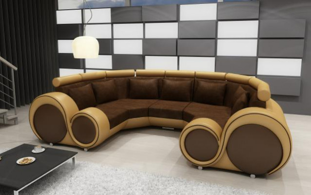 Wunnlandschaft Designer Sofa Textil Couch + USB Mikrofaser Polstersett XXL