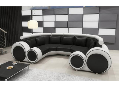 XXL Wunnlandschaft Ledersofa Design Polster Garnitur Canapé Ecksofa Grouss Sofa +USB