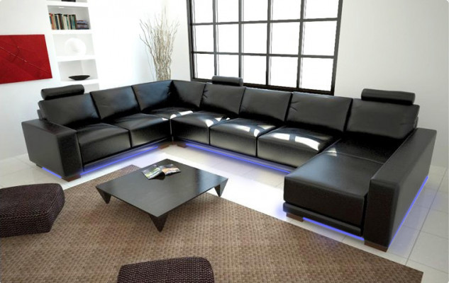 Ledercouch Wunnlandschaft Ecksdiwan Eck Garnitur Design Modern A1121