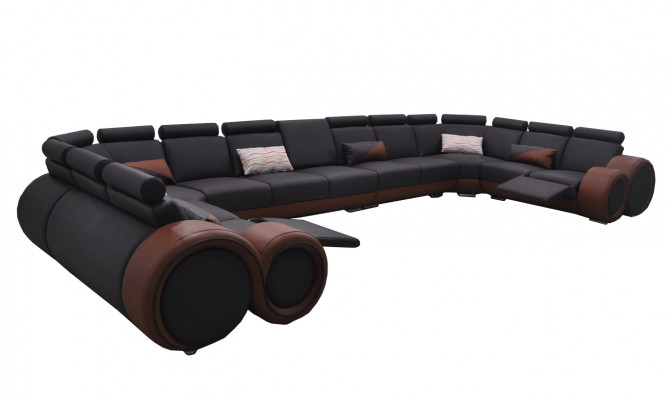 XXL Canapé Grouss Ecksofa Lieder Eckgarnitur Eck Landschaft Polster Wunn U Form +USB