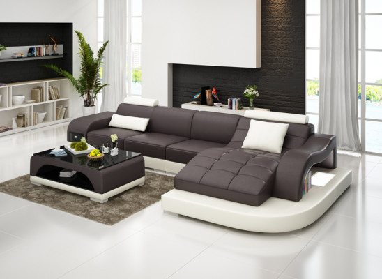 Eck Sofa Polster Dësch Couchen Sofas Wunnlandschaft + USB Luxus Garnitur Eck