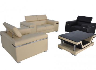 Wunn-Couch Lieder Sofa Landschaft Sëtzkëssen Gaarnitur Eck 2+1+1 Nei Sofas Set