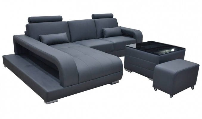 XXL Couch Lieder Wunnlandschaft Garnitur Design Modern Sofa L-Form mat USB Dësch