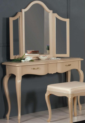 Schminktisch mat Spigel Schlofkummer Miwwelen Design Nuetsdësch Hocker 2tlg. Nei