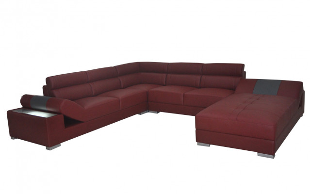 Ledersofa Canapé Wunnlandschaft Eck-Garnitur Design Modern Sofa U-Form