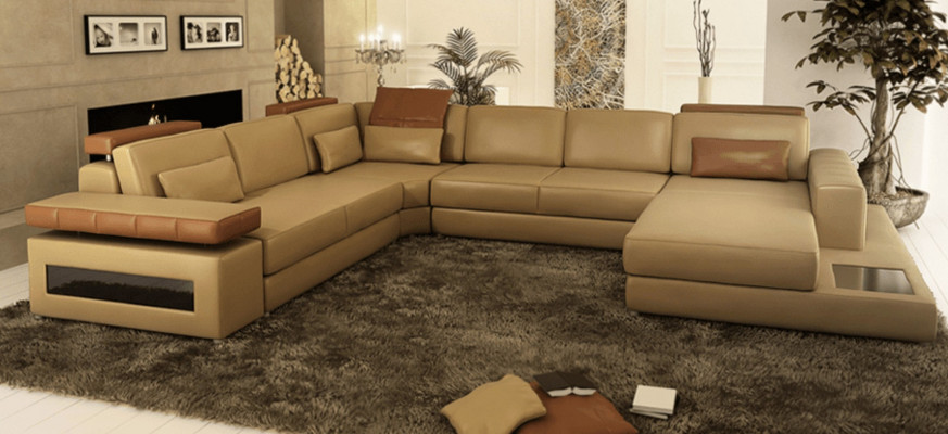 Sofa U-Form Miwwel Luxus Garnitur Sofaen Couch Luxus Designer Lieder Wunnlandschaft