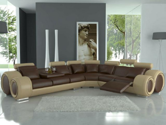 Ecksofa Berlin Eckcouch +USB Polster Wunnlandschaft Eck Garnitur Relaxfunktioun