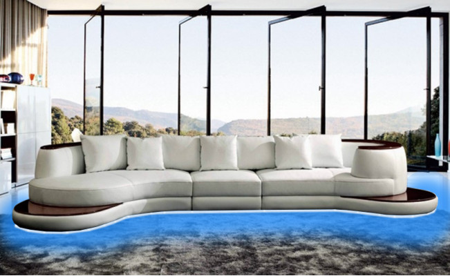 Wunnlandschaft Canapé Polstersofa Ecksofa Insel Sofa Ledersofa Eckgarnitur Nei PRII-S