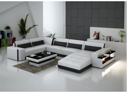 Ledersofa mat USB Couch Wunnlandschaft Ecksofa Eck Garnitur Design Modern Sofa