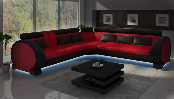 Ecksofa VIGO "LT01" Eckcanapé Canapé USB Ecksuite Liederkanapé Lieder Textil Stoff