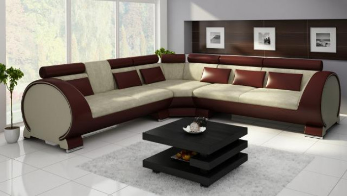 Ecksofa VIGO Sofa + USB Eckgarnitur Ledersofa Lieder Textil Stoff LT01 Eckcouch