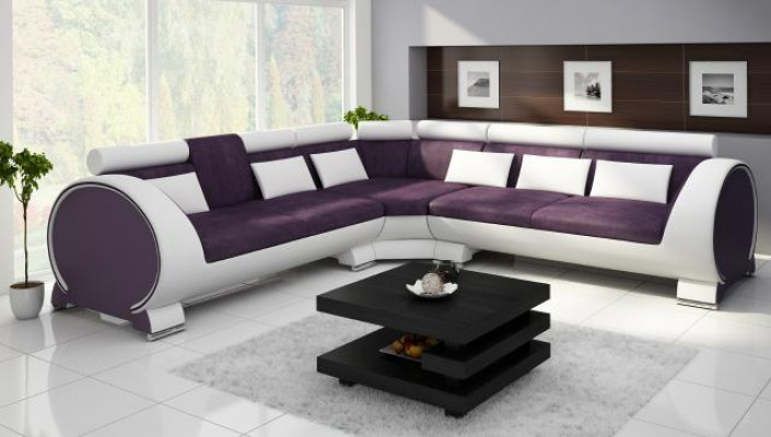 Ecksofa VIGO Sofa + USB Eckgarnitur Ledersofa Lieder Textil Stoff LT01 Eckcouch