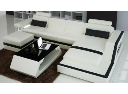 Designer Wunnlandschaft Grouss Modern Liederdivan mat USB HAMBURG III Ecke Sofa Canapé