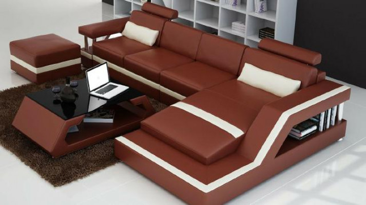 Designer Wunnlandschaft Grouss Modern Liederdivan mat USB HAMBURG III Ecke Sofa Canapé