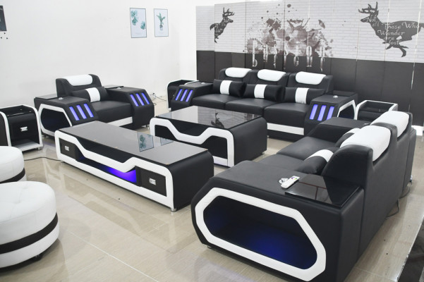 Sofa Garnitur Set 3+2+1 Setzer Dësch Garnitur Design Modern 4tlg Modern