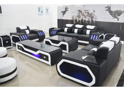 Sofa Garnitur Set 3+2+1 Setzer Dësch Garnitur Design Modern 4tlg Modern