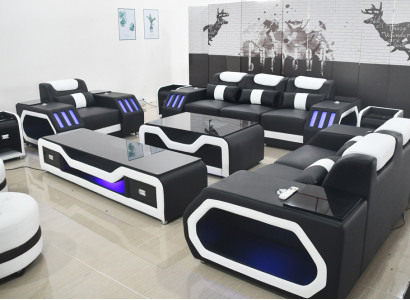 Sofa Garnitur Set 3+2+1 Setzer Dësch Garnitur Design Modern 4tlg Modern
