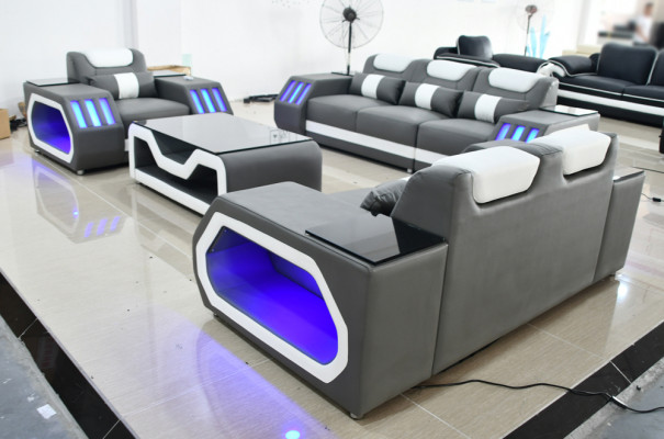 Sofa Garnitur Set 3+2+1 Setzer Dësch Garnitur Design Modern 4tlg Modern