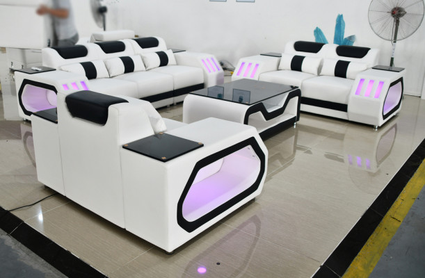 Sofa Garnitur Set 3+2+1 Setzer Dësch Garnitur Design Modern 4tlg Modern