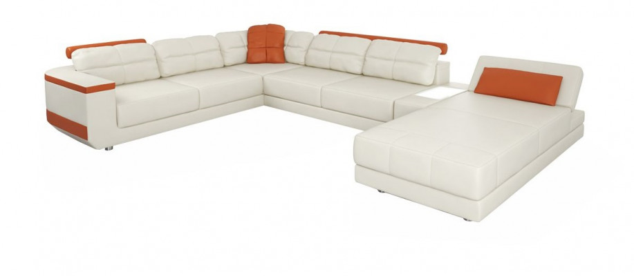 Ecksofa U-Form Sofa Canapé Textil Sofas Design Wunnlandschaft Schlofffunktioun Lieder