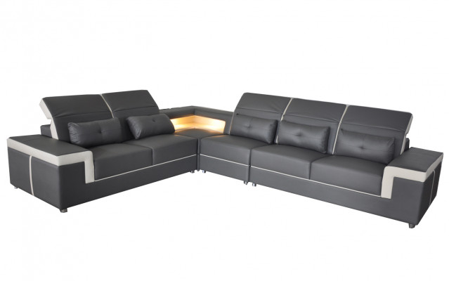 Canapé Eckcouch Polster Wohnzëmmer Design Eckcanapé L-Form Wunnlandschaft USB + LED