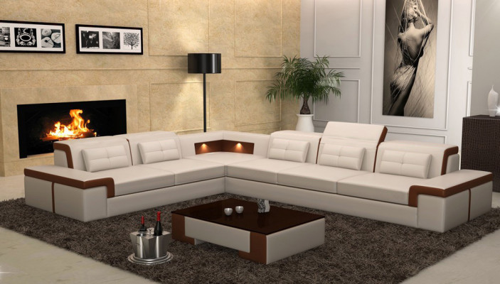 Canapé Eckcouch Polster Wohnzëmmer Design Eckcanapé L-Form Wunnlandschaft USB + LED