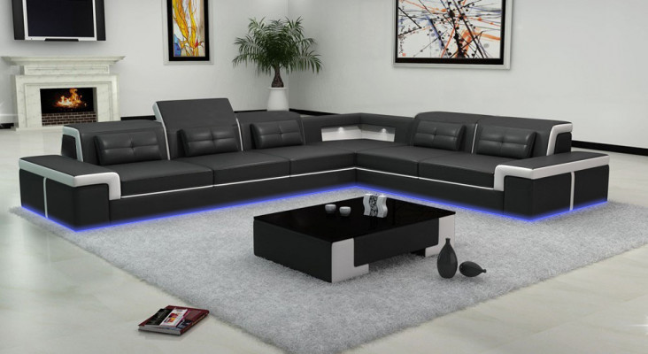 Canapé Eckcouch Polster Wohnzëmmer Design Eckcanapé L-Form Wunnlandschaft USB + LED