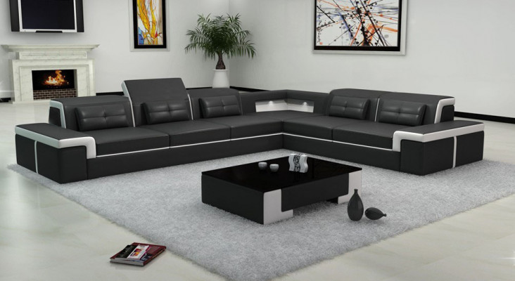 Ledersofa Couch Wunnlandschaft Eckssofa Eck Garnitur Design Modern Sofa B2021