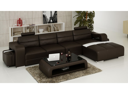 Ledersofa Canapé Wunnlandschaft Ecksofa Eck Garnitur Design Modern Sofa F3008C