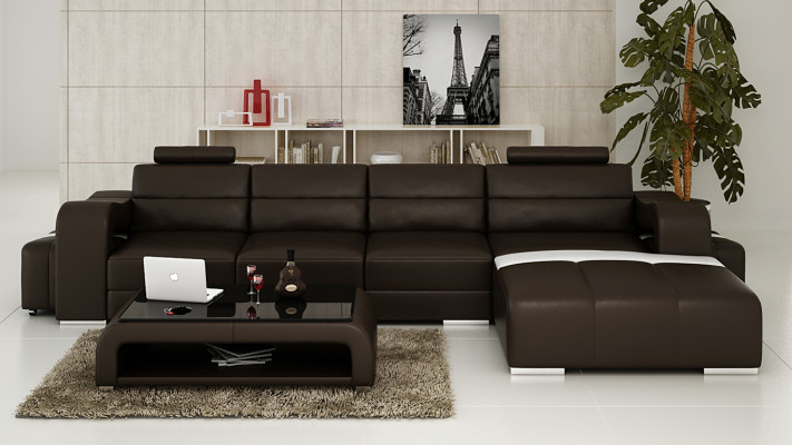 Ledersofa Canapé Wunnlandschaft Ecksofa Eck Garnitur Design Modern Sofa F3008C