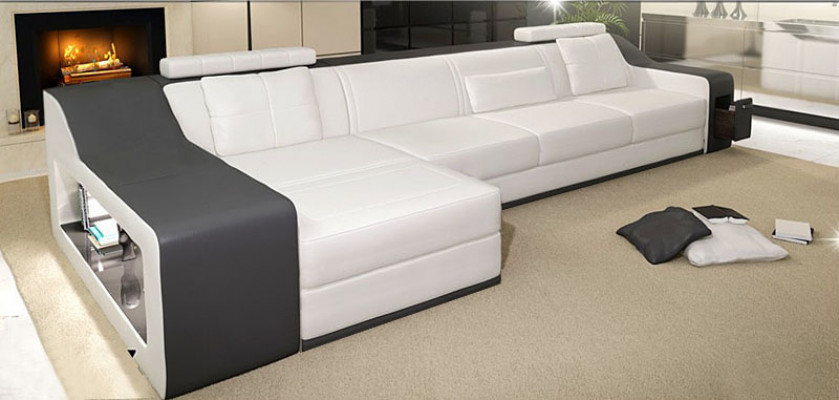 Ledersofa Canapé Wunnlandschaft Ecksofa Eck Garnitur Design Modern Canapé B2017B