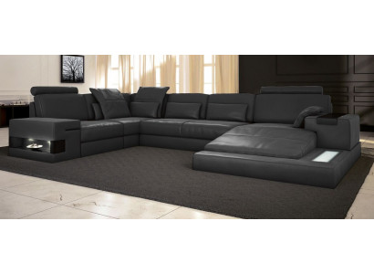Ecksofa U-Form Couch Design Polster Textil Nei Wunnlandschaft Bettfunktioun Stoff
