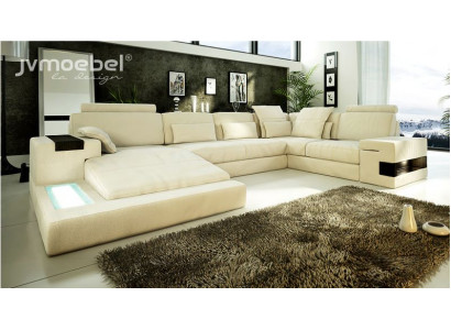 U-Form Sofa Couch Design Polster Modern Textil Nei Wunnlandschaft Lieder Ecksofa