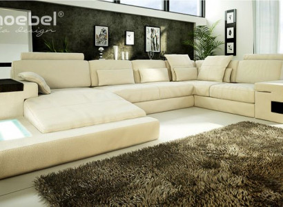 U-Form Sofa Couch Design Polster Modern Textil Nei Wunnlandschaft Lieder Ecksofa