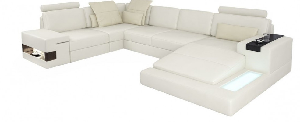U-Form Sofa Couch Design Polster Modern Textil Nei Wunnlandschaft Lieder Ecksofa