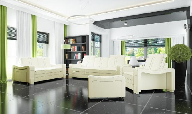 LEDERSOFA Moossfabrikatioun SOFA SOF 3+2+1 USB CANAPÉIE GARNITUR POLSTERGARNITUR Nei