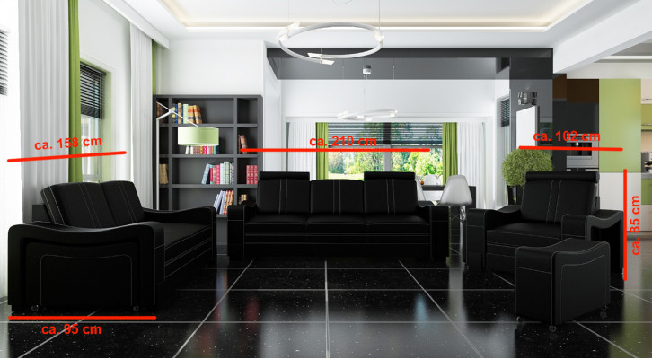 LEDERSOFFA 3+2+1 SOFA +USB GARNITUR POLSTERSOFFA DESIGN SOFFA SOFFAGARNITUR NEI