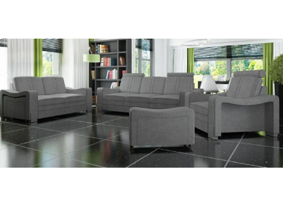 Garnitur Stoffsofa 3+2+1 Sofagarnitur Moossenfabrikatioun Polstersofa USB Textil