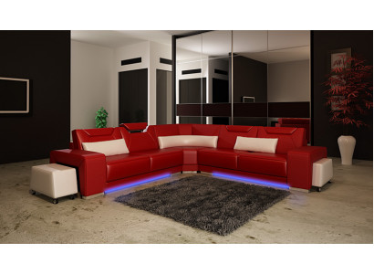 Ledercouch Wunnlandschaft Canapé Eck Garnitur Design Modern Canapé F3011B