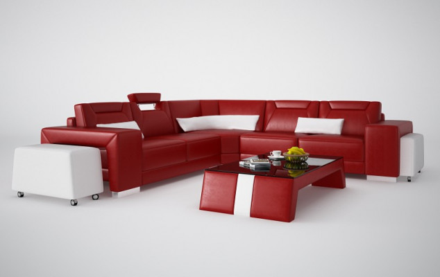 Ledercouch Wunnlandschaft Canapé Eck Garnitur Design Modern Canapé F3011B