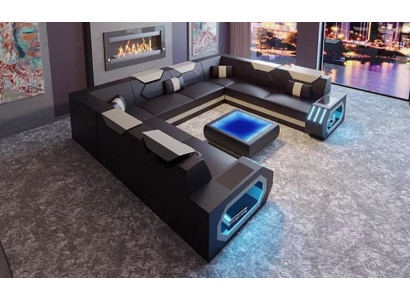 Ecksofa Wunnlandschaft Polster Eckgarnitur Couch Sofa grouss XXL mat Couchdësch nei