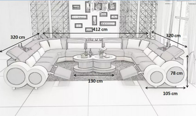 Eckcouch U-Form Modern Liederstullen Couchë Polstersofas Designersofa Garnitur