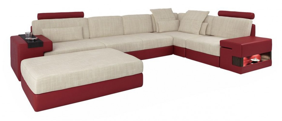 Wunnlandschaft U-Form Ecksofa Polstersofa Eck Leder Sofa Couchen Miwwelen Nei