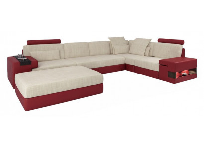 Wunnlandschaft U-Form Ecksofa Polstersofa Eck Leder Sofa Couchen Miwwelen Nei