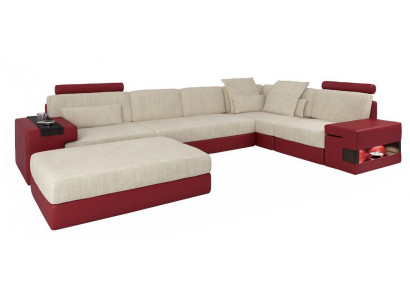 Moderne Sofa Eck Set L-Form gepolsterte Sofassëtzer Couch Hocker Schlofzëmmer Miwwelen