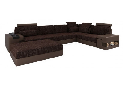 Këssen Set Wunnzëmmer L-Form Modern Designer Sofa Couch Ecke mat Pouf Miwwelen