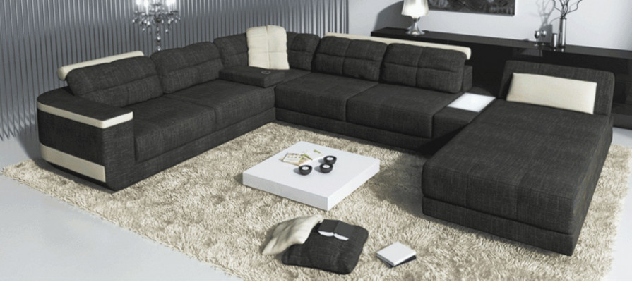 Designer U-Form Ecksofa XXL Wunnlandschaft Sofa Canapé Polstersofa Eck Nei