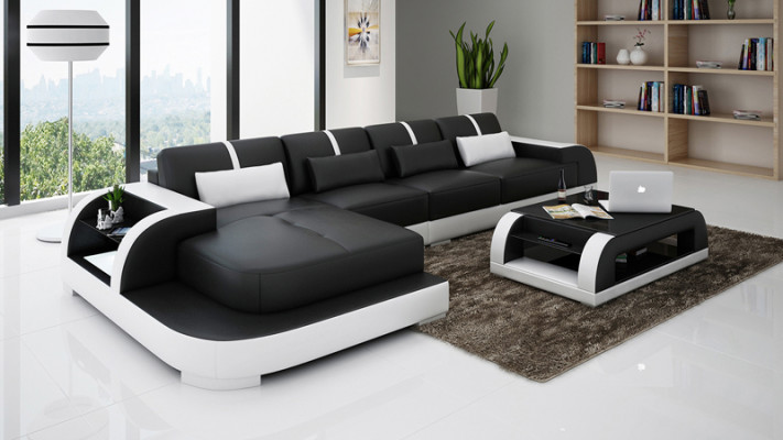 Liederkanapé Couch Wunnlandschaft Ecksofa Eck Dekor Modern Garnitur Design