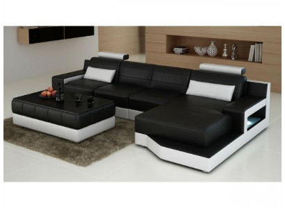 LEDERSOFA ECKSOFA Moossaarbecht SOFA USB WUNNRAIM MAT SCHLOOFFLÄCHE GARNITUR
