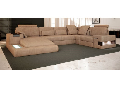 U-Form Polster Couchen Textil Design beliicht Wuohnlandschaft Ecksofa Sofa Couch